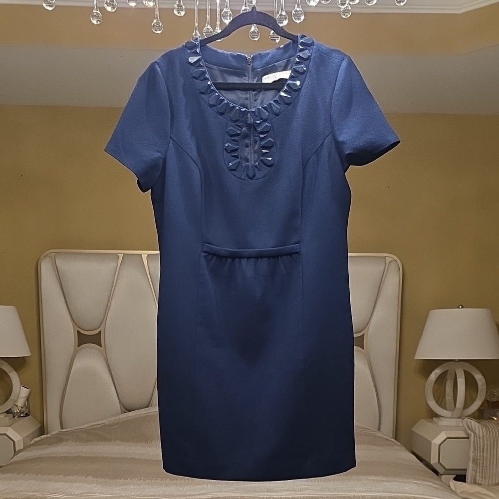 Trina Turk Deep Blue Ruffle Mini Dress Size 14